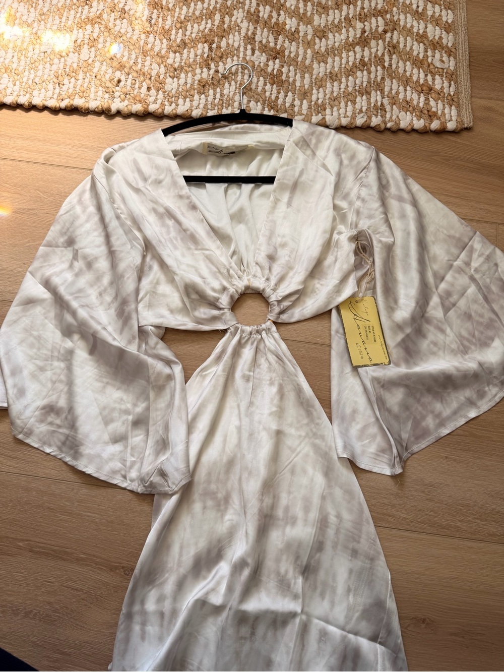 Ivory Ring-Front Satin Dress